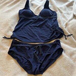 VENUS Navy Blue Bikini with Polka Dot Accents